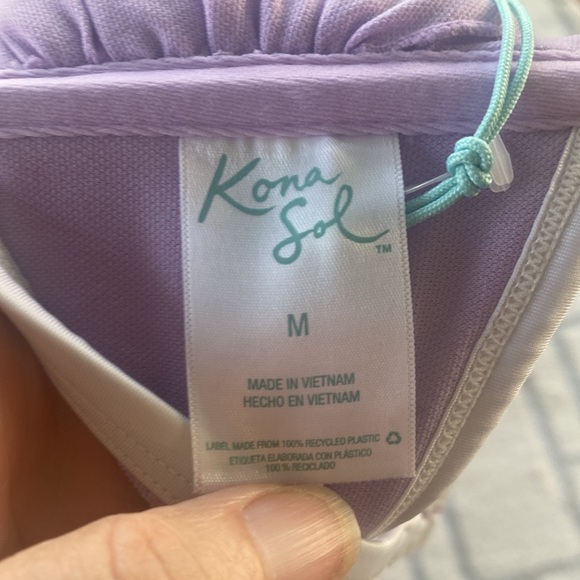 Kona Sol Bandeau Terry Cloth lavender & White Swim top NWT Size Medium - Picture 5 of 8